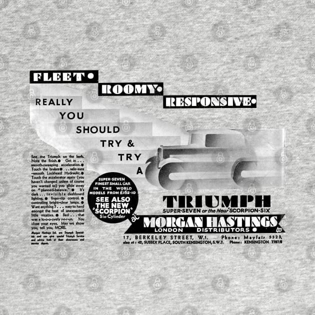 1930 TRIUMPH CARS - advert by Throwback Motors